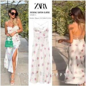 BNWT ZARA SATIN EFFECT PRINTED DRESS SZ SM